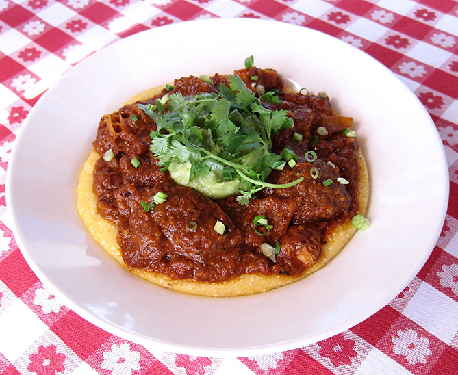 Chipotle Meatballs & Tripa with Cheese Grits